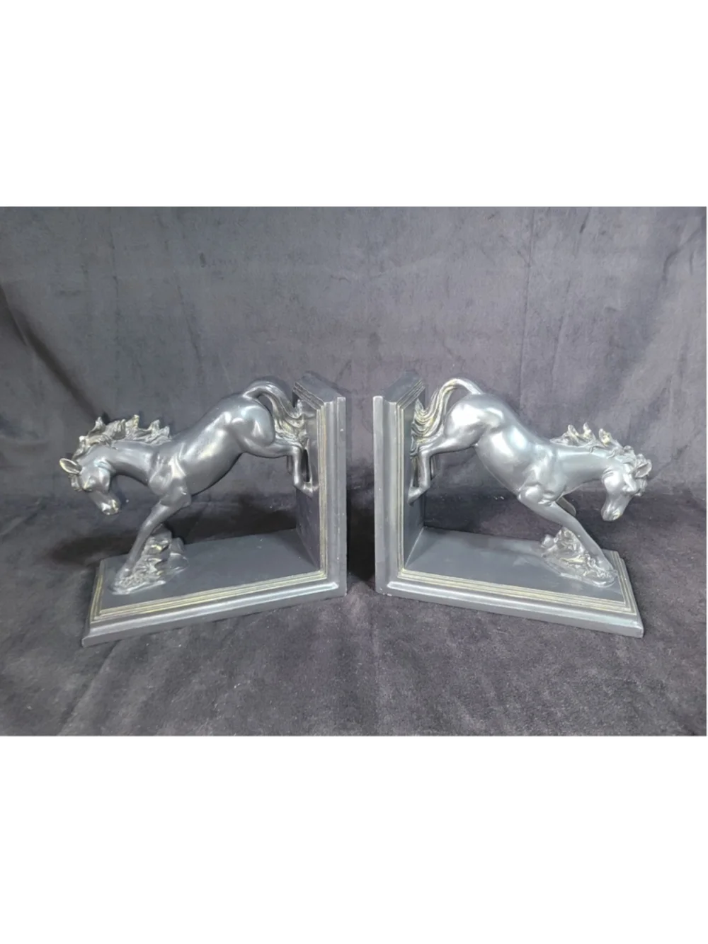 Great West Horse Bookends Pair Black Antique Rearing Bucking Horses Target 2004
